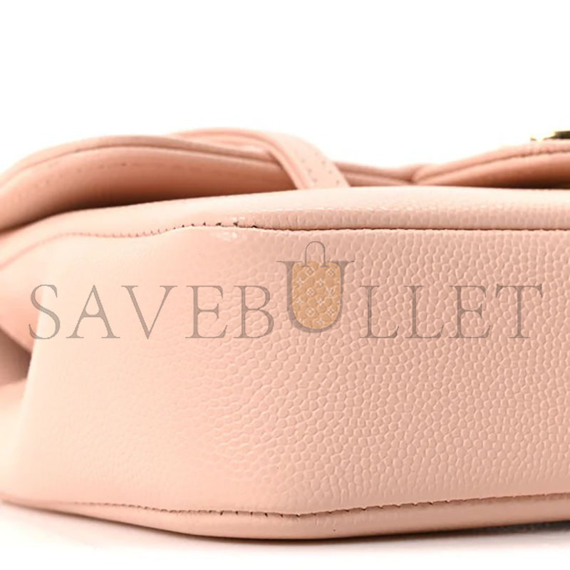 CHANEL SHINY CAVIAR MINI PREPPY COCO SHOULDER BAG LIGHT PINK AS5968 (17*12*4cm)
